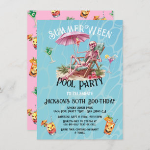 Invitation Summer Ween Halloween Beach Skeleton