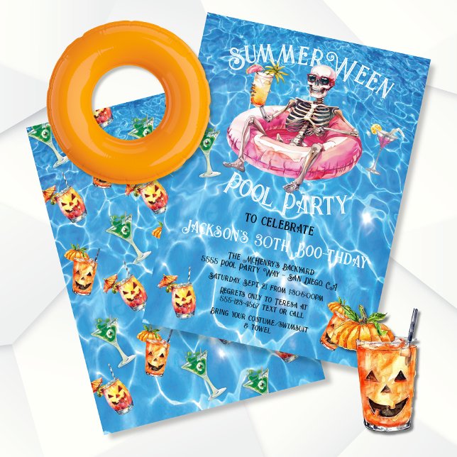 Invitation Summer Ween Piscine d'Halloween Fêtes d'anniversai (Créateur téléchargé)