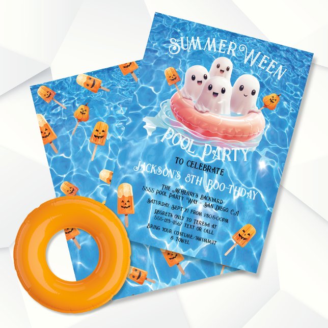 Invitation Summer Ween Piscine d'Halloween Fêtes d'anniversai (Créateur téléchargé)
