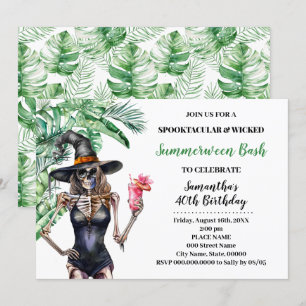 Invitation Summerween Sorcières Pool Bassin Anniversaire