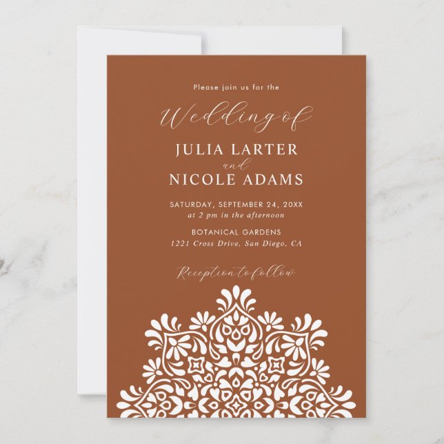 Invitation Sun Rising Boho Rustic Floral Mandala Wedding (Devant)