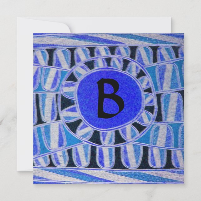 Invitation SUN SOLAIRE ÉNERGIE MONOGRAM Aqua Bleu Noir Abstra (Devant)