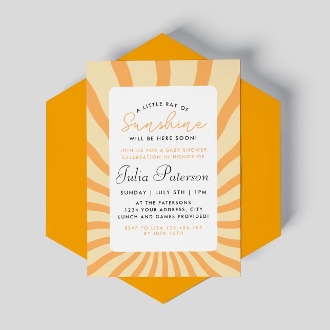 Invitation Sunburst Little Ray Of Sunshine Baby shower (Créateur téléchargé)