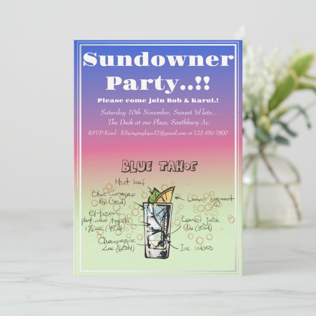 Invitation Sundowner Blue Tahoe Cocktail Party (Debout devant)