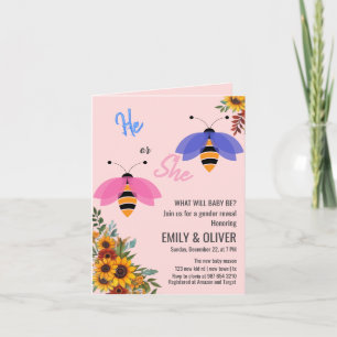 Invitation Sunflowe abeille oiseau garçon ou fille sexe révél