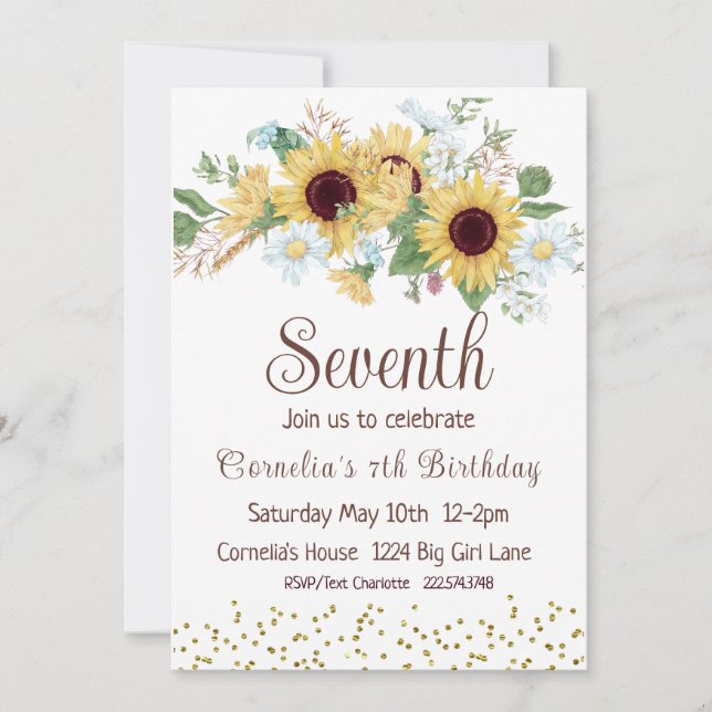 Invitation Sunflower 7e anniversaire (Devant)