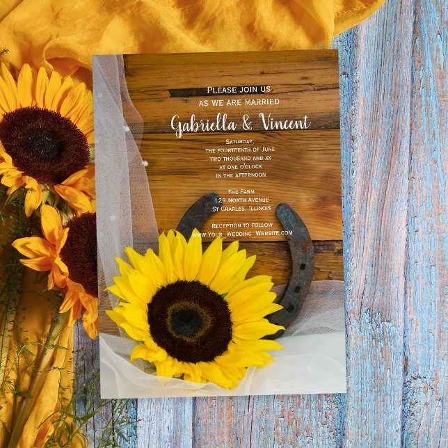 Invitation Sunflower and Horseshoe Country Western Wedding (Créateur téléchargé)