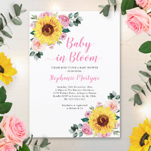 Invitation Sunflower Baby En Fleur Baby shower Floral rose