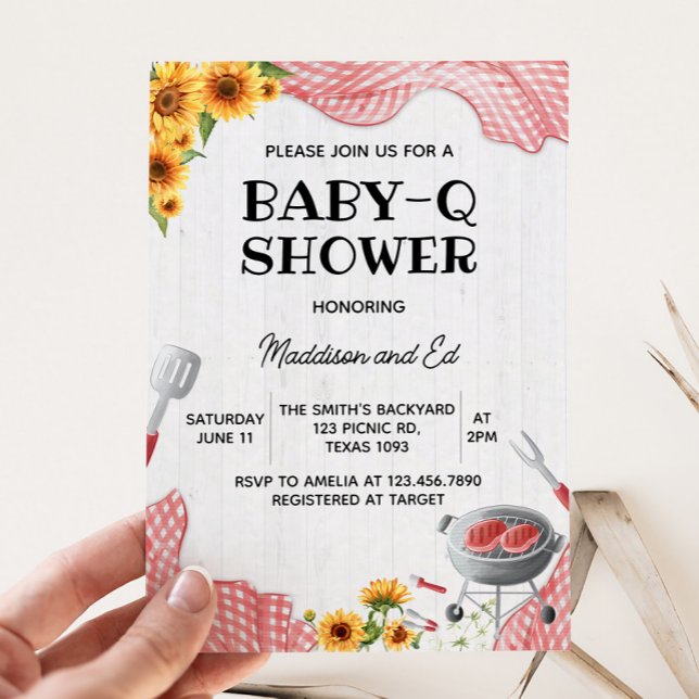 Invitation Sunflower Baby Q Baby Shower (Baby Q Baby Shower Invitation)
