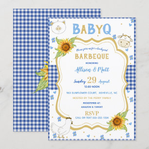 Invitation Sunflower Blue En vichy Baby Q Barbecue