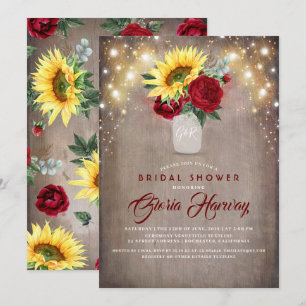 Invitation Sunflower Bourgogne Rouge Russe Fête des mariées a