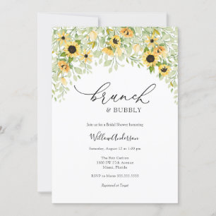 Invitation Sunflower Brunch et Fête des mariées Bubbly