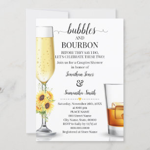 Invitation Sunflower Bubbles & Bourbon avant de faire fiançai