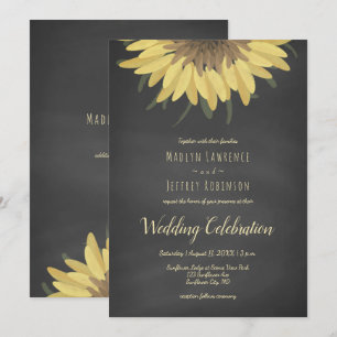 Invitation Sunflower Chalkboard Mariage campagnard rustique