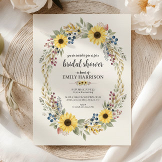 Invitation Sunflower Corner Bridal Shower Invite Rustic Style