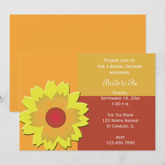 Invitation Sunflower Couleur Bloc de douche nuptiale Invitati (Devant / Derrière)
