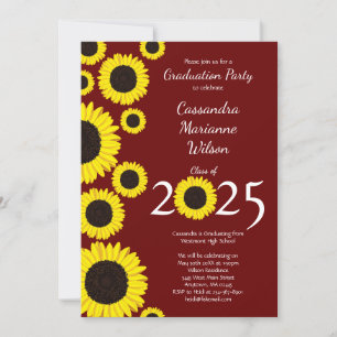 Invitation Sunflower Country Graduation Party Maroon