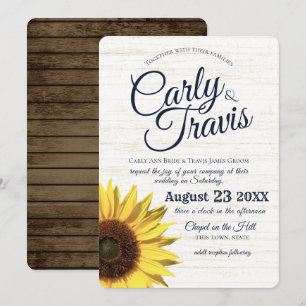Invitation Sunflower Country Rustic Mariage