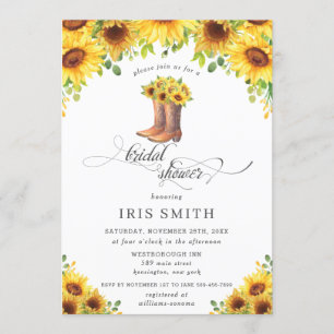 Invitation Sunflower Cowboy Boots Country Fête des mariées