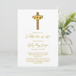 Invitation Sunflower Cross Celebration of Life Funeral