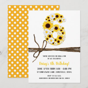 Invitation Sunflower & Daisers SIX 6 6e anniversaire