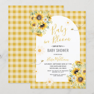 Invitation Sunflower Daisy Bee Baby in Bloom