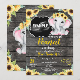 Invitation Sunflower Elephant Ultrasound Baby shower Invi