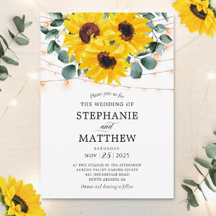 Invitation Sunflower Eucalyptus Botanique Lumières Mariage