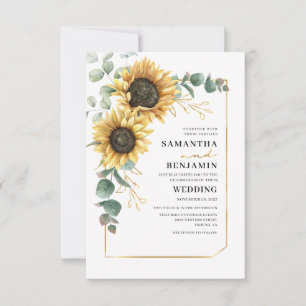 Invitation Sunflower Eucalyptus Mariage botanique