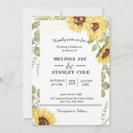 Invitation Sunflower Eucalyptus String Mariage
