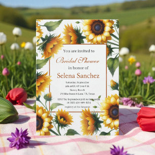 Invitation Sunflower Floral Mariée Rustique Boho Fête des mar