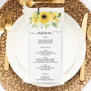 Invitation Sunflower Garden Wedding Menu ou Fête des mariées