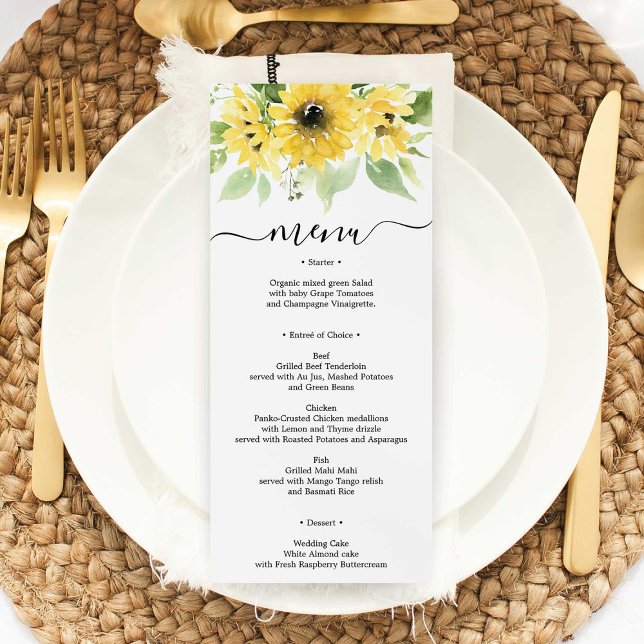 Invitation Sunflower Garden Wedding Menu ou Fête des mariées (Créateur téléchargé)