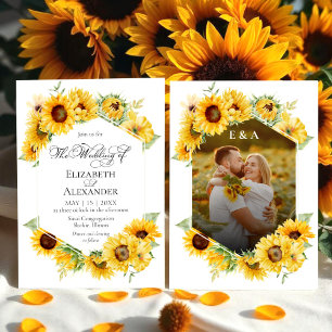 Invitation Sunflower Géométrique Automne Mariage photo Automn