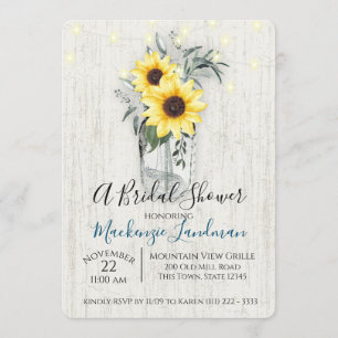 Invitation Sunflower Jar et String Lights Russe Mariage