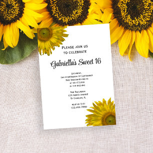 Invitation Sunflower Jaune Douce 16 Anniversaire