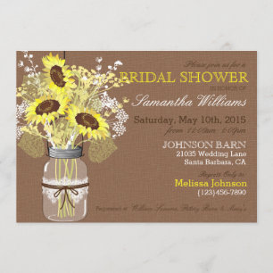 Invitation Sunflower Mason Jar Burlap Fête de l'mariée russe