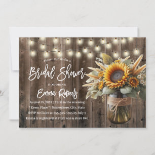 Invitation Sunflower Mason Jar Rustic Mariage Fête des mariée