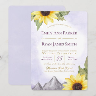 Invitation Sunflower Mountain Lavender Purple Mariage
