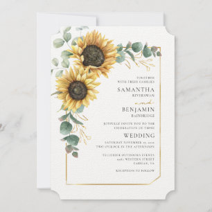 Invitation Sunflower QR Code Mariage tout-en-un