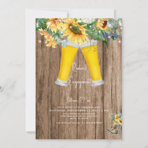 Invitation Sunflower Redneck Boots Wood Engagement Party