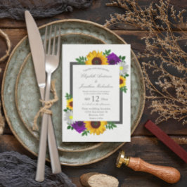 Invitation Sunflower Rose Daisy Automne Floral Mariage