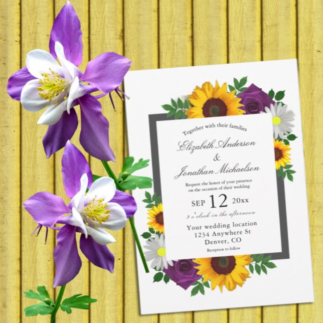 Invitation Sunflower Rose Daisy Automne Floral Mariage (Créateur téléchargé)