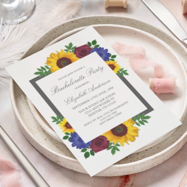 Invitation Sunflower Rose Floral Bachelorette Party (Créateur téléchargé)