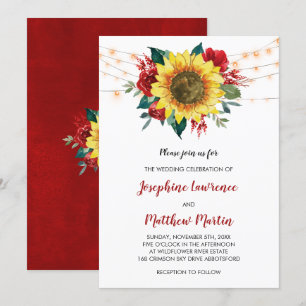Invitation Sunflower Rose Floral Lumières Mariage