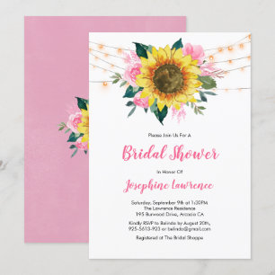 Invitation Sunflower Rose Rose Lumières Fête des mariées