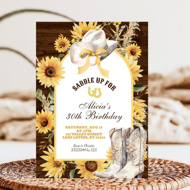 Invitation Sunflower Rustic Boots Birthday (Créateur téléchargé)