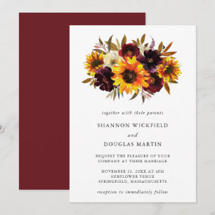 Invitation Sunflower Rustique Automne Floral Mariage élégant