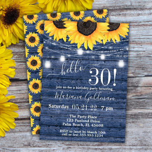 Invitation Sunflower String Lights 30e anniversaire de la Mar