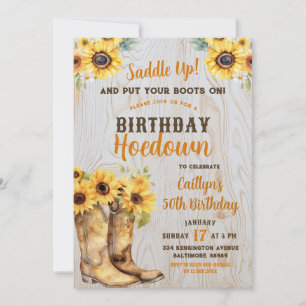 Invitation Sunflower Western Hodown Rustique Birthday Cowgirl